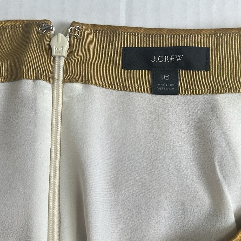 J Crew Crochet Satin Ribbon Skirt In Colorblock Linen Blend Womens Size 16 - Picture 6 of 10